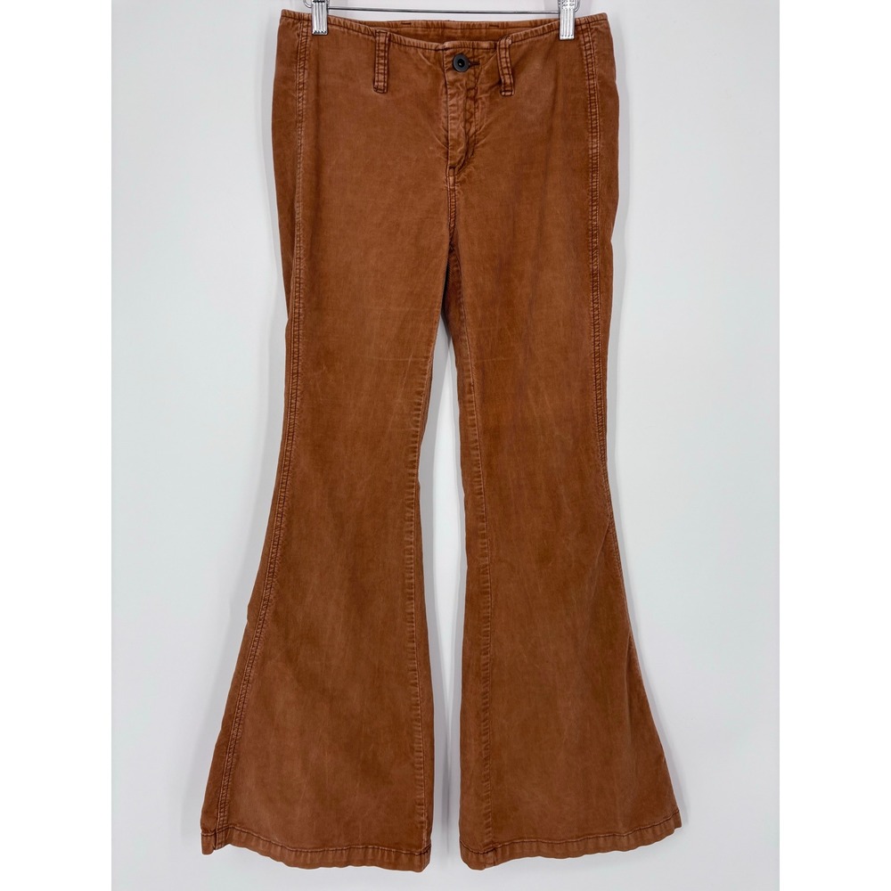 Free People Corduroy Flare Pants Womens 28 Brown Bell Bottom Retro Trousers